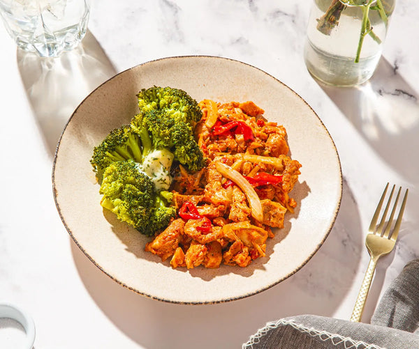 Diced Fajita Chicken with Garlic Butter Broccoli